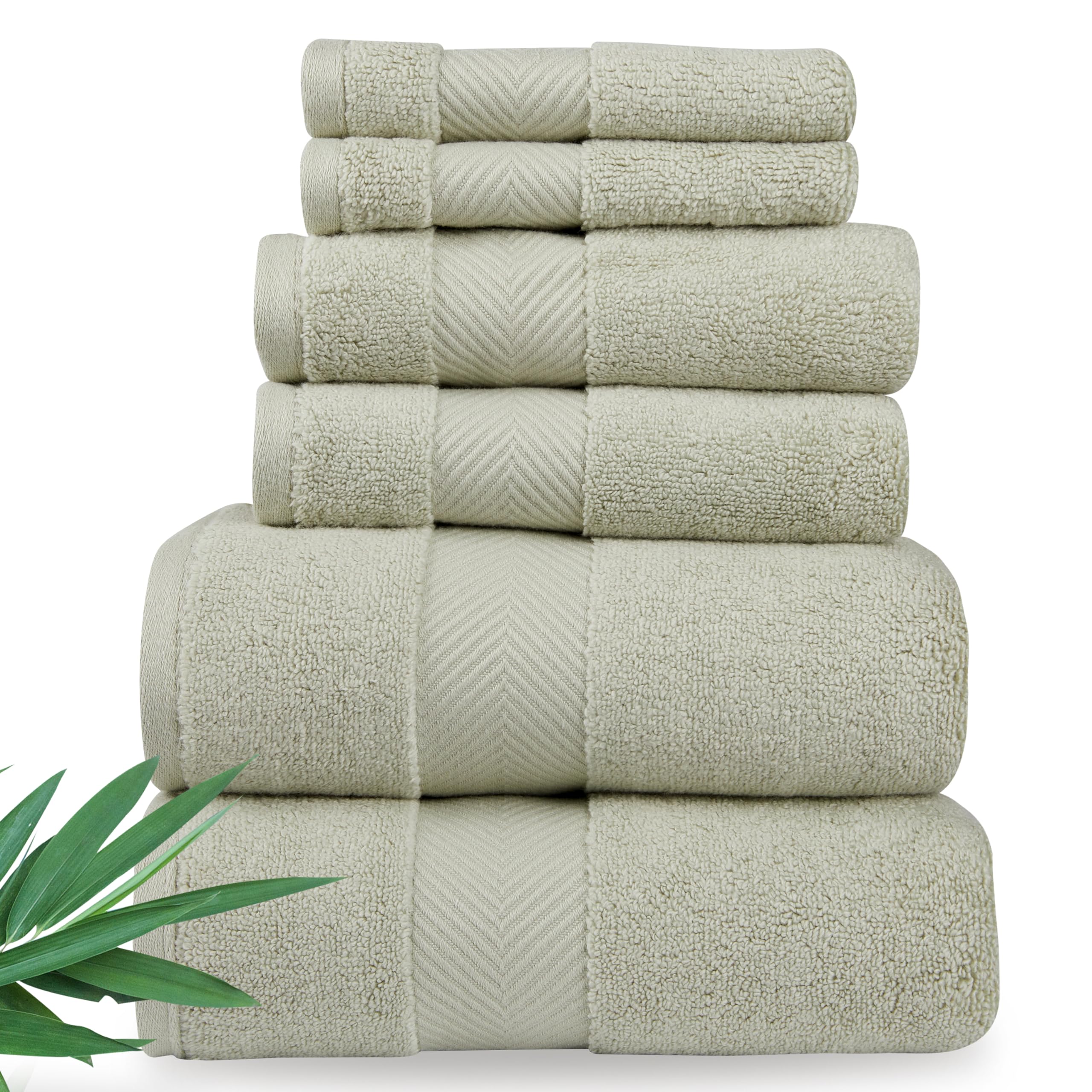 Tahari 6 piece Green Oversized Towel Set Zero Twist outlet Cotton Soft Absorbent New