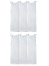 Fruit of the Loom Men's Sleeveless Tank A-Shirt, Tag Free & Moisture Wicking, Ribbed Stretch Fabric, 6 Pack-White, Large