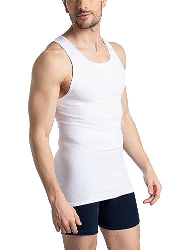 Fruit of the Loom Men's Sleeveless Tank A-Shirt, Tag Free & Moisture Wicking, Ribbed Stretch Fabric, 6 Pack-White, Large