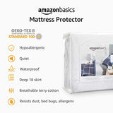 Amazon Basics 14 inch Hypoallergenic Waterproof Fitted Mattress Protector Cover, Full, White