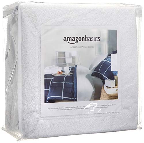 Amazon Basics 14 inch Hypoallergenic Waterproof Fitted Mattress Protector Cover, Full, White