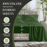 DECOLURE 100% Organic Viscose Derived from Bamboo Sheets King Size 4pcs - Ultra Soft & Luxuriously Cooling, 17" Deep Pocket, Double Stitching, Perfect for Hot Sleepers - King Bed Sheets (Olive)