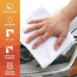 Arkwright TT60 White Terry Mop Towels Bulk - (Pack of 60) Absorbent and Quick Drying Cotton Cleaning Rags for Kitchen, Auto Shops, and Bar, 14 x 17 in, White