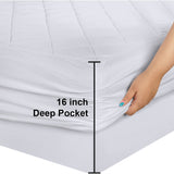 Utopia Bedding Quilted Fitted Mattress Pad (Queen) - Elastic Fitted Mattress Protector - Mattress Cover Stretches up to 16 Inches Deep - Machine Washable Mattress Topper