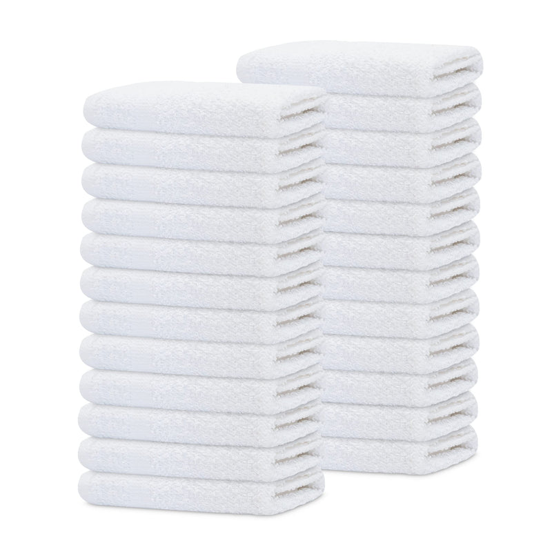 GOLD TEXTILES 120 Pack Economy White Washcloths Set (12x12 inches) - Cotton Blend Commercial Grade Cleaning Rags, Quick Drying & Soft Face Cloths, Fingertip Towels for Bathroom, Spa, Gym, and Kitchen