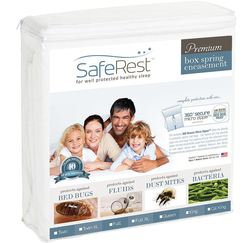 SafeRest Premium 9" Thick Box Spring Encasement - Waterproof - Breathable, Noiseless and Vinyl Free - Fits Up to 9" - Twin