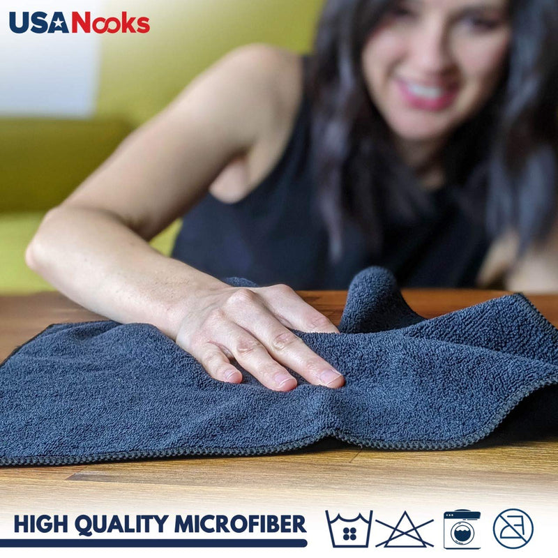 USANOOKS Microfiber Cleaning Cloth Grey - 12 Packs 12.6