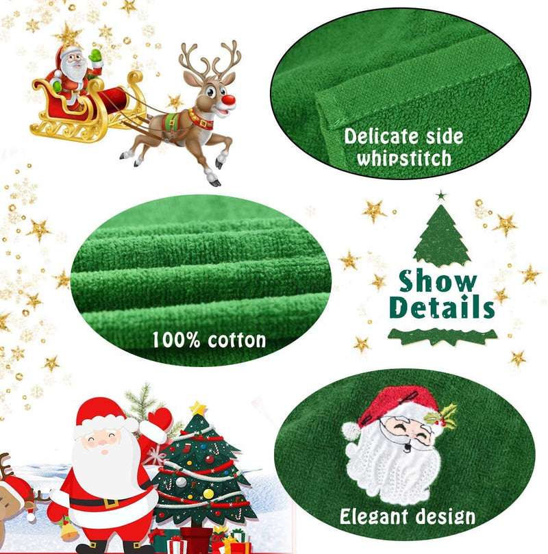 Christmas Hand Towels, 3 Packs Decorative Dish Towels Set, 100% Cotton Wash Basin Towels for Drying, Cleaning, Cooking & Baking, Embroidered Christmas Holiday Design Towels Gift Set