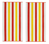 COTTON CRAFT Oversized XL Beach Towel 35 x 70-2 Pack - 100% Cotton Velour - Big & Huge - Pool Picnic Bath - Double Woven Jacquard Thick Plush Super Soft Luxury - 630 GSM- Cabana Stripe Orange Yellow