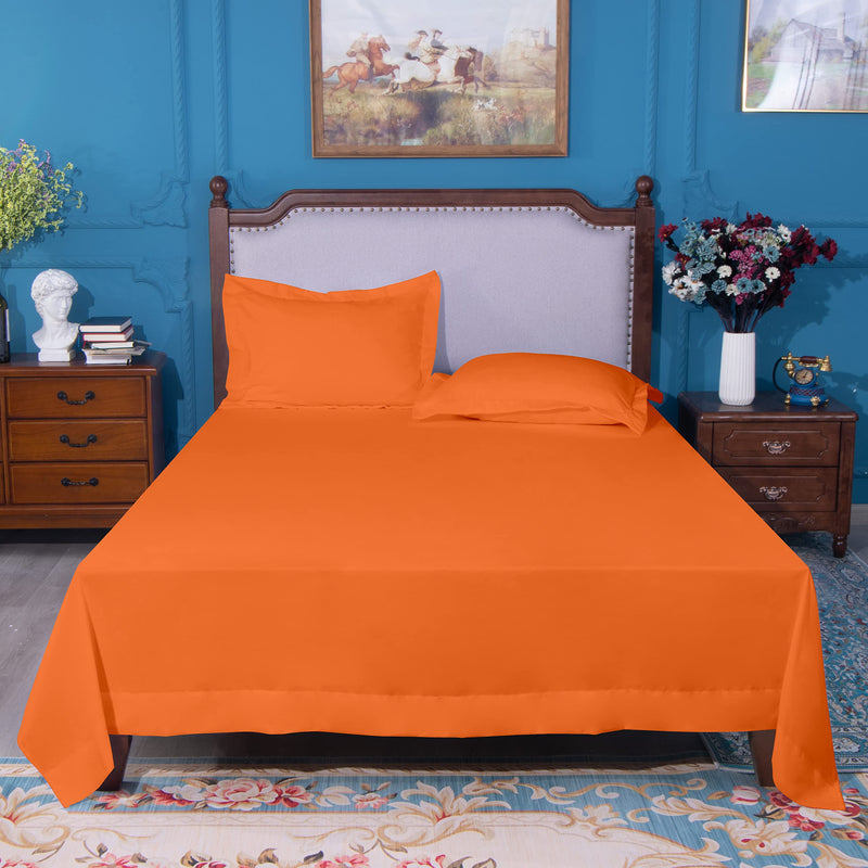 NTBAY Twin Flat Sheet Only - Brushed Microfiber Flat Sheet - Soft, Wrinkle-Free, Fade-Resistant, Stain-Resistant, Top Sheet, Hotel Quality Flat Bed Sheet, Orange