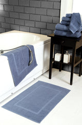 HILLFAIR 900 GSM-Hotel-Spa Tub-Shower Bath Mat Floor Mat - (2 Pack, Blue, 21 Inch by 34 Inch) - 100% Ringspun Cotton Bath Mat/Bath Rugs,Machine Washable Cotton Bath Mats - Terry Bath Mats/Rugs