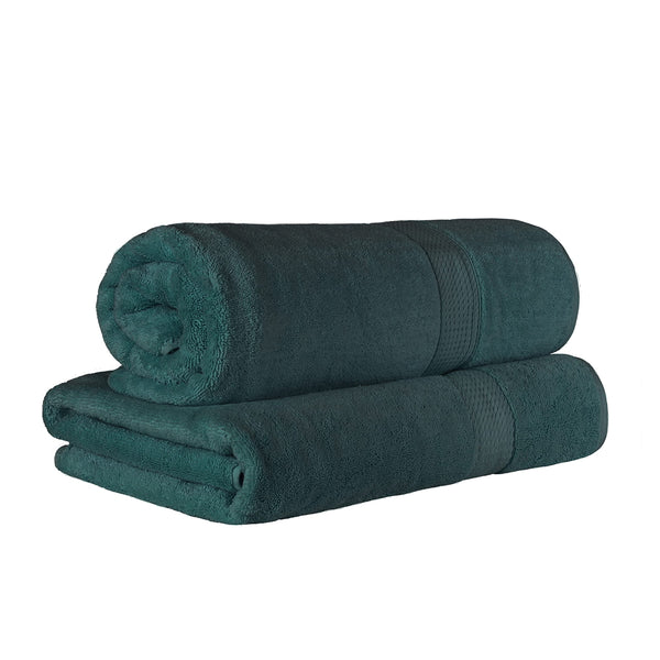 Superior Egyptian Cotton Pile Bath Sheet Set of 2, Ultra Soft Luxury Towels, Thick Plush Essentials, Absorbent Heavyweight, Guest Bath, Hotel, Spa, Home Bathroom, Shower Basics, Teal