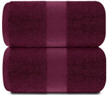 White Classic Luxury Soft Bath Sheet Towels - 650 GSM Cotton Luxury Bath Towels Extra Large 35x70 | Highly Absorbent and Quick Dry | Hotel Quality Extra Large Bath Towels Oversized, Wine Red, 2 Pack