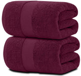 White Classic Luxury Soft Bath Sheet Towels - 650 GSM Cotton Luxury Bath Towels Extra Large 35x70 | Highly Absorbent and Quick Dry | Hotel Quality Extra Large Bath Towels Oversized, Wine Red, 2 Pack