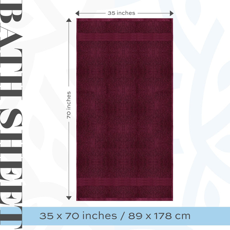 White Classic Luxury Soft Bath Sheet Towels - 650 GSM Cotton Luxury Bath Towels Extra Large 35x70 | Highly Absorbent and Quick Dry | Hotel Quality Extra Large Bath Towels Oversized, Wine Red, 2 Pack