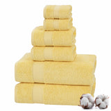 TEXTILOM 100% Turkish Cotton 6 Pcs Bath Towel Set, Luxury Bath Towels for Bathroom, Soft & Absorbent Bathroom Towels Set (2 Bath Towels, 2 Hand Towels, 2 Washcloths)- Yellow