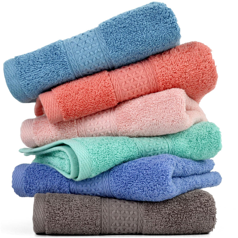 Cleanbear Cotton Hand Towel Set 6-Pack Ultra Soft Hand Towels with Assorted Colors (13 x 29 Inches) Lightweight and Quick Dry Bathroom Towels