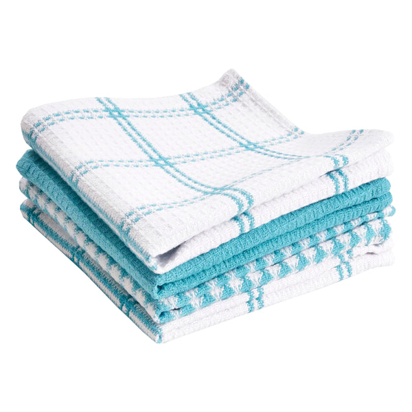 T-fal Premium Waffle Dish Cloths: Highly Absorbent, Super Soft - 100% Cotton, 12"x13" Flat Waffle Dish Cloth for Cleaning & Drying, (4-Pack), Breeze