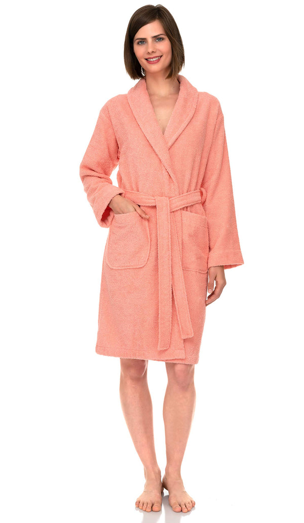 TowelSelections Women’s Robe, 100% Cotton Short Terry Bathrobe X-Small Apricot Blush