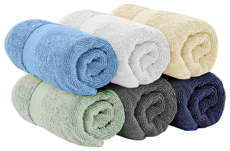 White Classic Luxury Hand Towels for Bathroom-Hotel-Spa-Kitchen-Set - Circlet Egyptian Cotton - 16x30 Inches - Set of 6 (Multi)