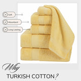 TEXTILOM 100% Turkish Cotton 6 Pcs Bath Towel Set, Luxury Bath Towels for Bathroom, Soft & Absorbent Bathroom Towels Set (2 Bath Towels, 2 Hand Towels, 2 Washcloths)- Yellow
