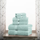 Superior Egyptian Cotton Pile 6 Piece Towel Set, Includes 2 Bath, 2 Hand, 2 Face Towels/Washcloths, Ultra Soft Luxury Towels, Thick Plush Essentials, Guest Bath, Spa, Hotel Bathroom, Sea Foam