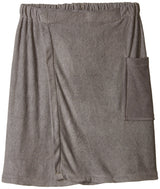 DII Men's Terry Shower Wrap Collection Adjustable with Velcro and Pocket, 54x20, Gray