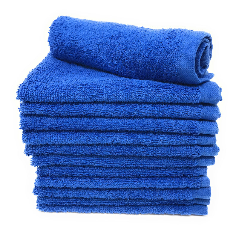 Oakias 100% Cotton Washcloths Blue - 24 Pack - Facial and Spa Towels - 12 x 12 Inches Quick Drying Bulk Wash Cloths